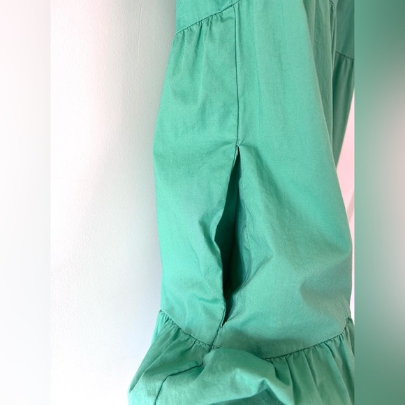 DONNA MORGAN Green Puff Sleeve Boho Midi Dress with Ruffles XS-S - Picture 5 of 8